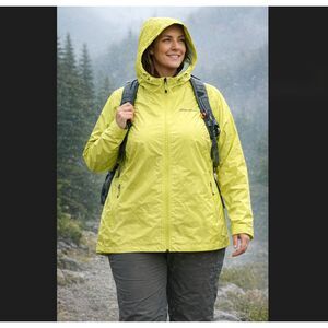 Eddie Bauer WeatherEdge Cloud Cap Rain Jacket T2XL Tall Yellow Hooded Packable